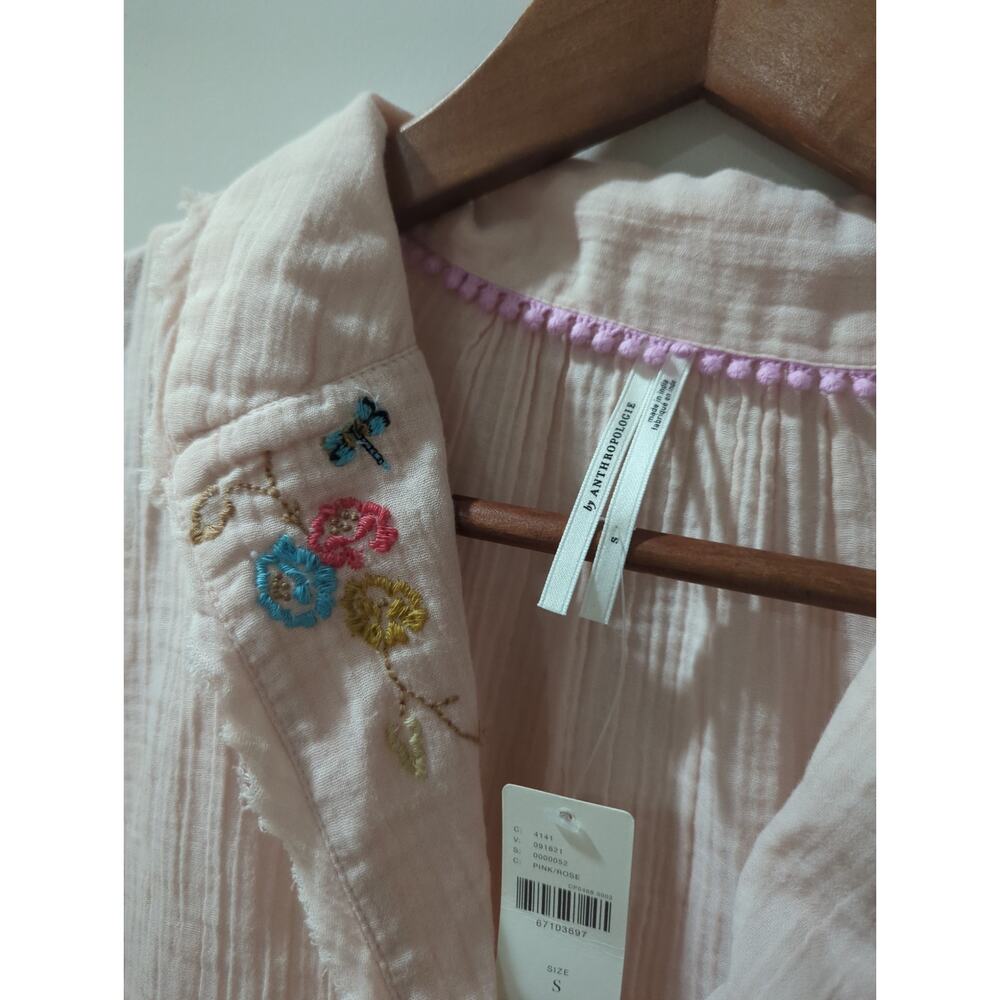 Anthropologie Romilly Gauze Embroidered Button Down Shirt NWT - Picture 6 of 7